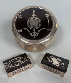 Collection Of Sterling Silver And Tortiseshell Pique Boxes, 19th Century