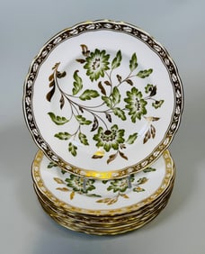 Royal Crown Derby 'Green Derby Panel" Salad Plates (8)