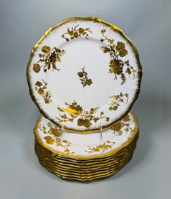 Hammersley & Co Gilt-Decorated Dinner Plates (10)