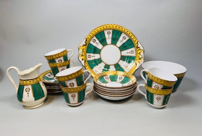 Continental Porcelain Part Tea Service Including Cups And Saucers, Biscuit Dish And Cream Jug (21)