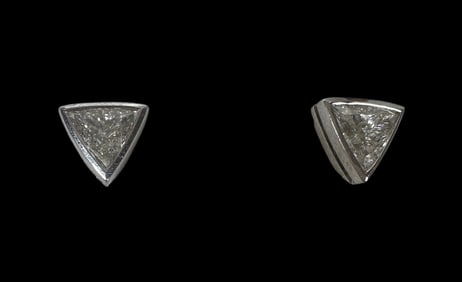 Cartier Trillion Diamond Earrings In Platinum Bezel Setting