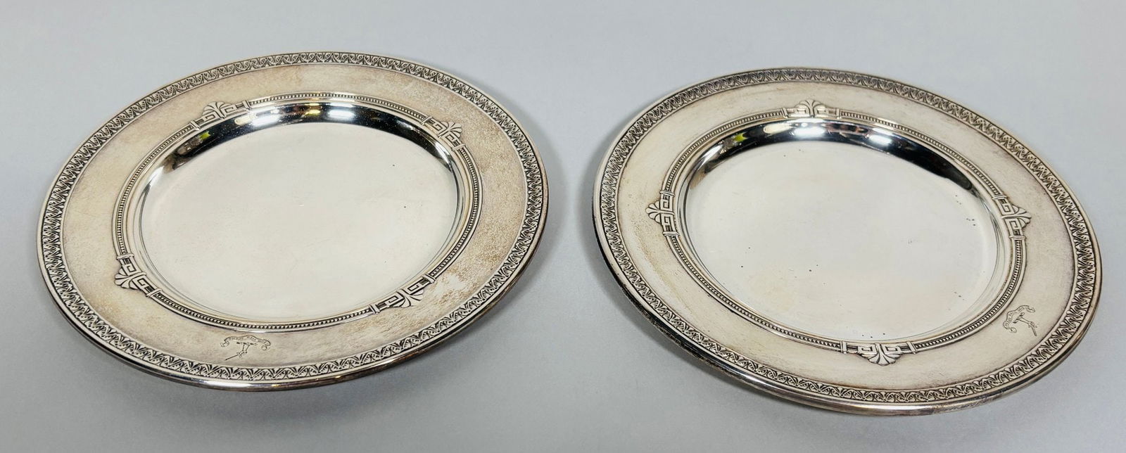 Pair Of Gorham Silver 'Shamrock' Dishes: Stamped on underside: Gorham/Sterling diameter: 6 1/4 inches 8.00 OZT (total)CONDITION: light surface scratches