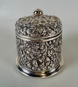 Dominick And Haff ( New York) Sterling Silver Repousee Decorated Tea Caddy, C. 1900