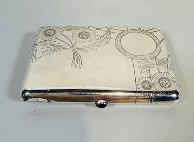 Jugendstil Silver Cigarette Case With Gem Clasp