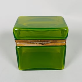French Green Opaline Glass Casket