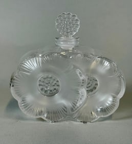 Lalique Deux Fleurs Molded Glass Perfume Bottle