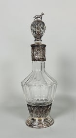 Continental Silver And Cut Crystal Decanter And Stopper