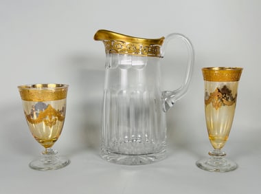 Group Of Gold Decorated Crystal Barware (3)
