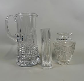 Collection Of Waterford And Baccarat Crystal Vases And Pitcher