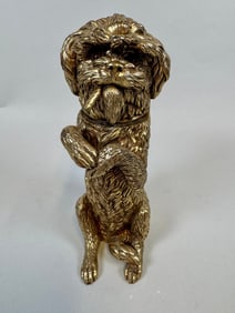 Novelty Gilt Brass Figural Spaniel Tabletop Match Dispenser, 19th/20th Century