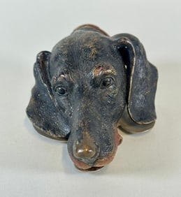 Viennese Cold Painted Bronze Dog's Head Letter Clip