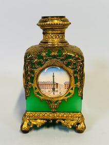 French Grand Tour Ormolu And Opaline Glass Perfume Bottle, 19th Century