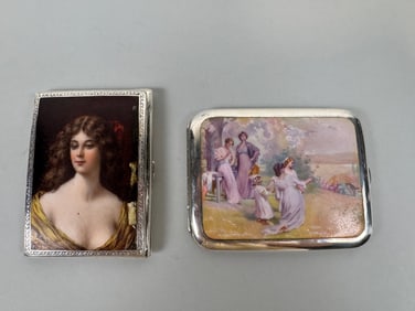 Two Continental .900 Silver And Enamel Cigarette Cases (2)
