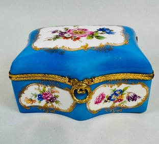 Gilt-Mounted Limoges Porcelain Box, 20th Century