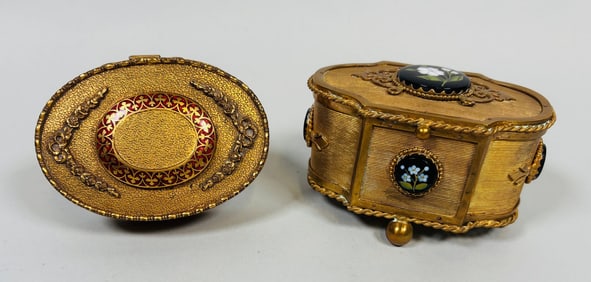 Two Continental Gilt Brass Trinket Boxes, One By Apollo (Vienna), Late 19th/early 20th Century