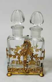 Apollo Gilt Bronze Double Perfume Set And A Hand Mirror