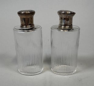 Pair Of Continental Silver And Cut Glass Vanity Bottles