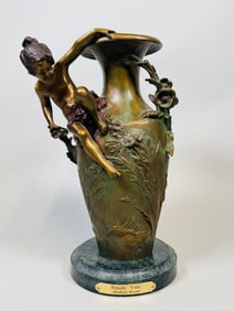 Mathurin Moreau Sculptural Bronze Female Vase, 20th Century
