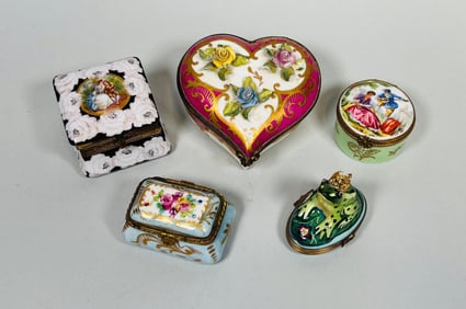 Collection Of French Porcelain Trinket Boxes (5)