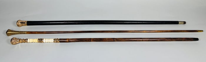 Collection Of Gilt Metal Dress Walking Sticks, C 19th Century