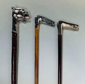 Collection Of Silver Mounted Dress Walking Sticks (3)