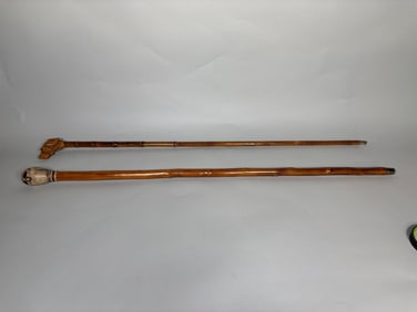 An Owl-Topped Walking Stick And Another With A Hound (2)