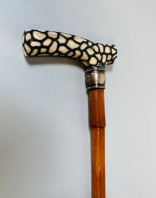 Bamboo Walking Stick With Antler Horn Handle