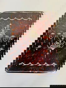 Leather Writing Folio With Silver And Mother-of-Pearl Inlaid Adam-style Medallion And Swags, Circa