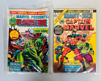 Two 1975 Marvel Comics: Giant-Size Captain Marvel #1 With Marvel Presents #1 - 1st Appearance Of