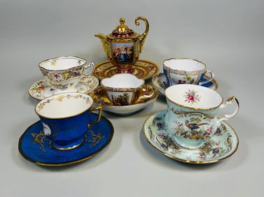 Collection Of English And Continental Porcelain Teacups And Saucers (6 Sets)
