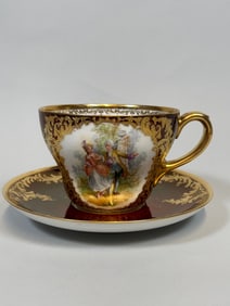 Oversized Dresden Porcelain Teacup And Saucer