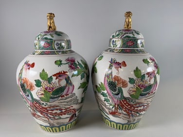 Pair Of Samson (france) Famille Rose Jars And Covers, C. 1900