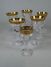 Moser Boxed Set Of Crystal And Gold Rimmed Cordials (6)