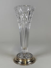 Sterling Silver Mounted Crystal Bud Vase