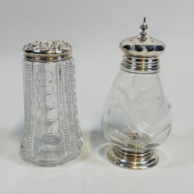 American Sterling Silver And Whiting Glass Sugar Caster And Jar