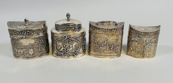 Collection Of Continental Silver Tea Caddies
