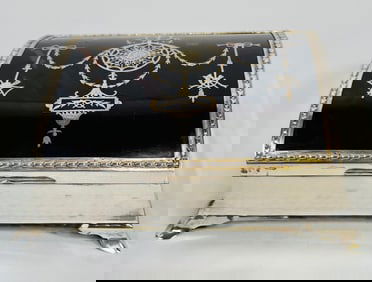 English Sterling Silver Pique Jewelry Box, C. 1910