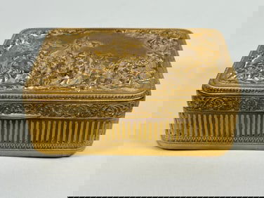 Erhard & Sohne (Germany )Brass Cigarette Box With Military Scene, C 1900