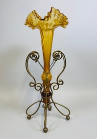Glass And Brass Flower Vase