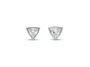 Cartier Trillion Diamond Earrings In Platinum Bezel Setting