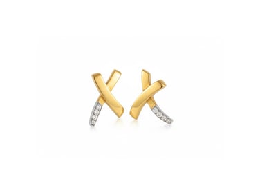 Pair Of Paloma Picasso For Tiffany & Co. Diamond And 18k Yellow Gold 'graffiti' Earrings