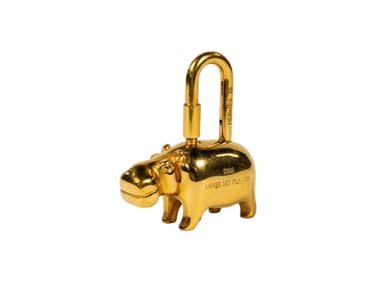 Hermes Hippopotamus Cadena Padlock Bag Charm In Gold