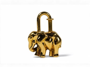 Hermes Gold Plated Elephant Cadena Lock Bag Charm