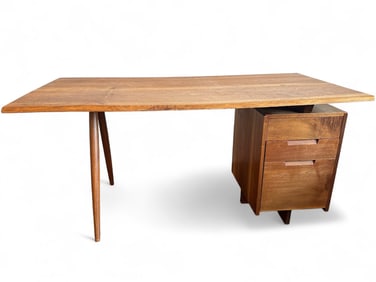 George Nakashima (American, 1905-1990) Black Walnut Single Pedestal Desk