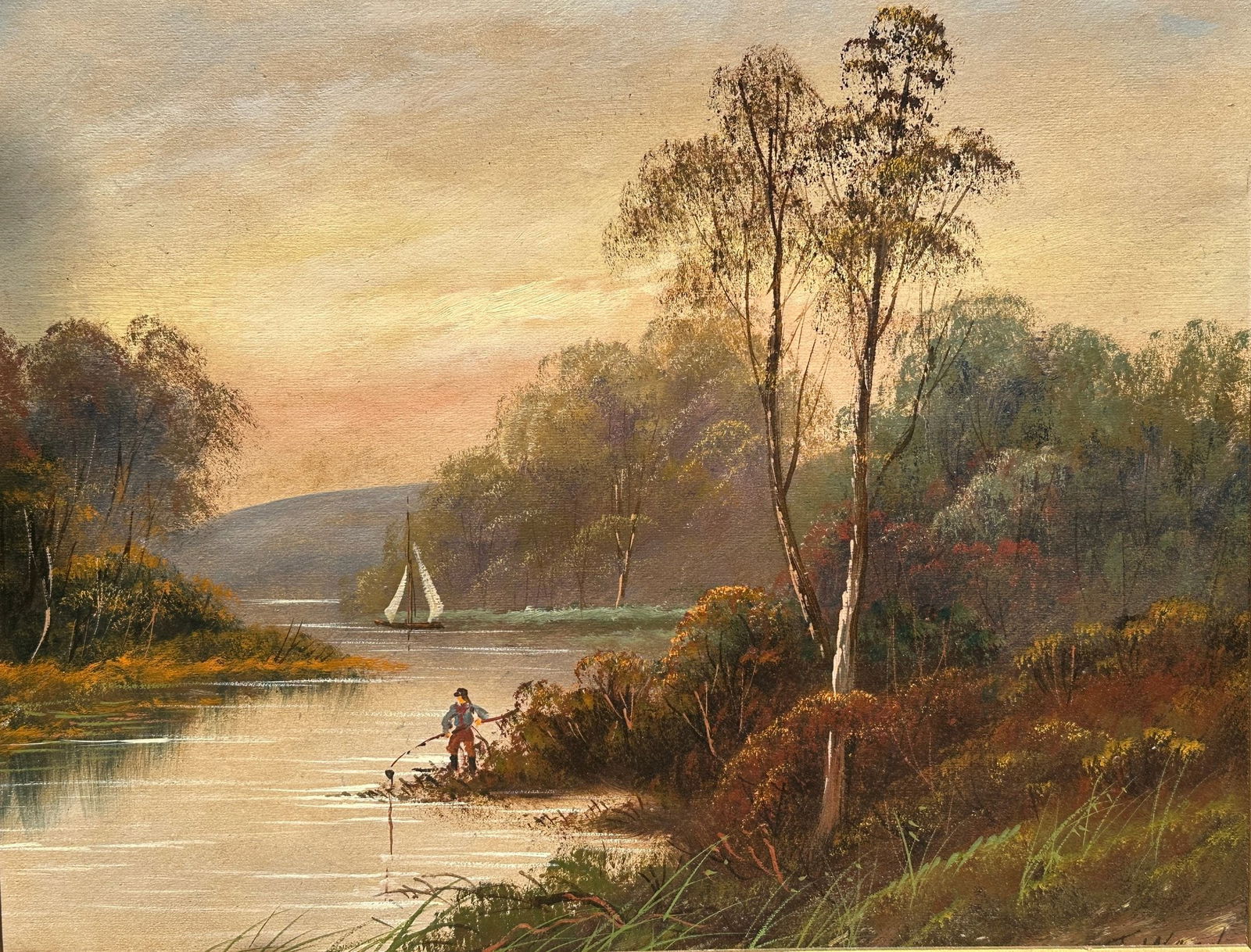 T. Wood (British, 19th Century) River Fishing Landscape, 19th Century (1 of 4)