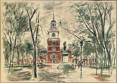 John Haymson (Austrian, 1903-1980), Independence Hall, Philadelphia, Lithograph