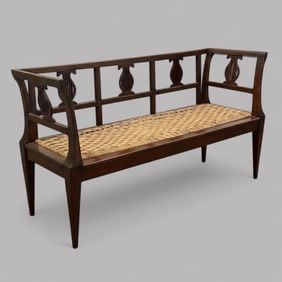 Italian Neoclassical Bench/Settee With Rush Seat, 19th Century