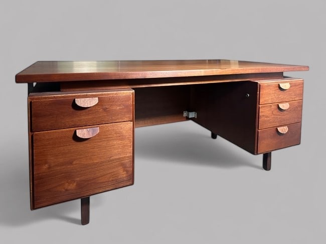 Jens Risom (Danish, 1916-2016) Walnut Executive Desk, 1950 (1 of 4)