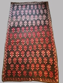 Kars Karabough Turkish Kilim Rug With Floral Medallions