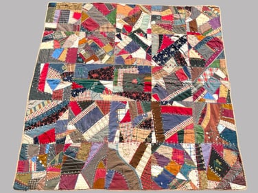 Antique American Crazy Quilt, C. 1890